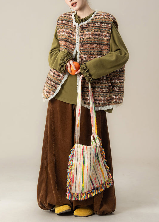 Chaleco de piel sintética estilo japonés con top y pantalones de patchwork de encaje, conjunto de 3 piezas para invierno