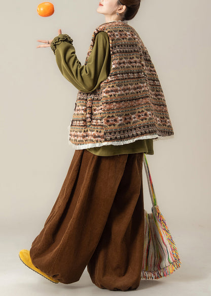 Japanisches Winteroutfit: Weste aus Kunstpelz mit Spitzenbesatz, Oberteil und Hose (3-teilig)