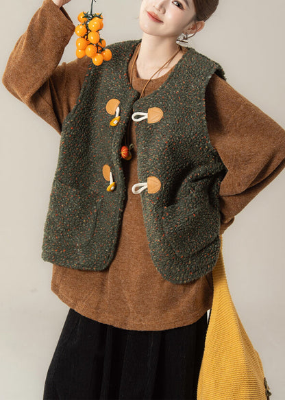 Dreiteiliges Set im japanischen Stil: Grüne Weste und Hose, Winter