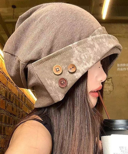 Sombrero boonie de patchwork versátil de color caqui estilo japonés