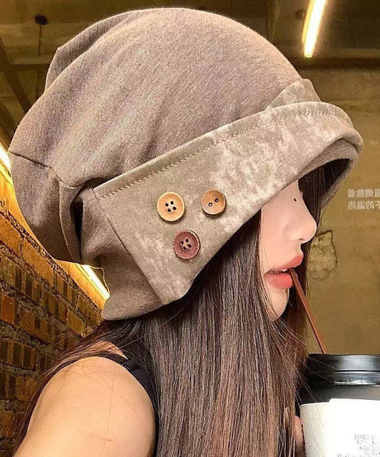 Sombrero boonie de patchwork versátil de color caqui estilo japonés