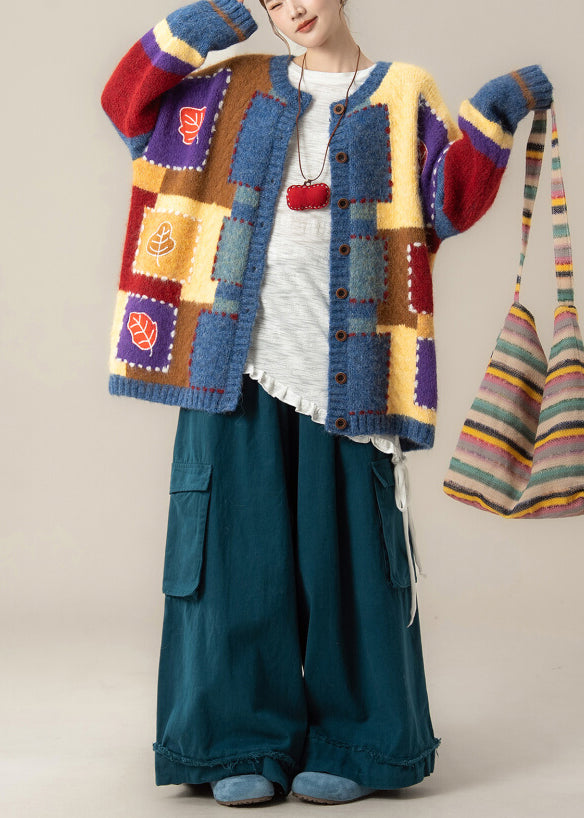 Japanischer Stil Karopullover-Mantel T-Shirt-Hosen-Set Winter