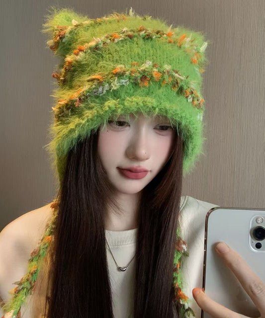Gorro de punto rojo, bonito y cálido, con protección para las orejas, estilo japonés