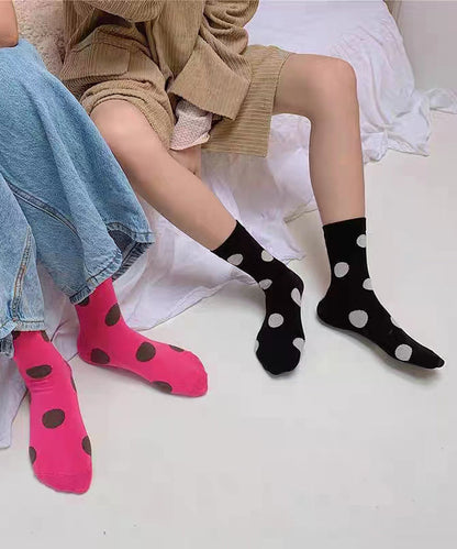 Calcetines deportivos versátiles de jacquard con lunares dulces de estilo japonés