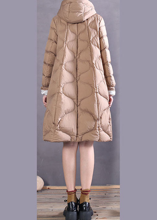 Khaki Button Duck Daunenmantel Zip Up Winter