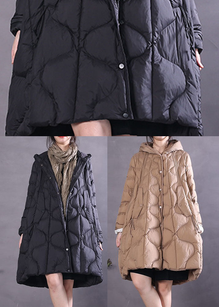 Khaki Button Duck Daunenmantel Zip Up Winter