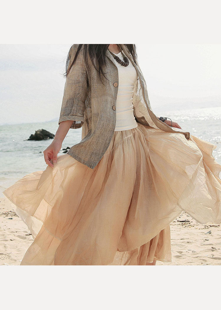 Khaki Patchwork Baumwolle Rock Asymmetrische Frühling