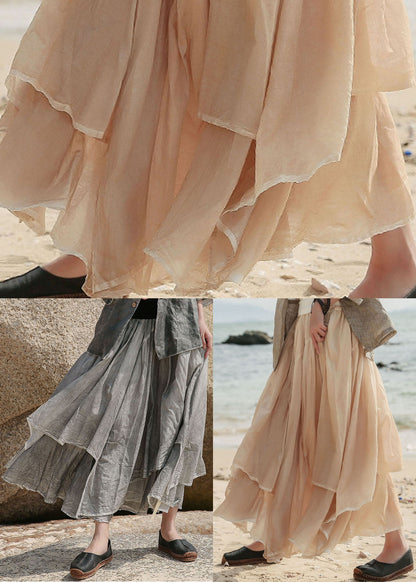 Khaki Patchwork Baumwolle Rock Asymmetrische Frühling