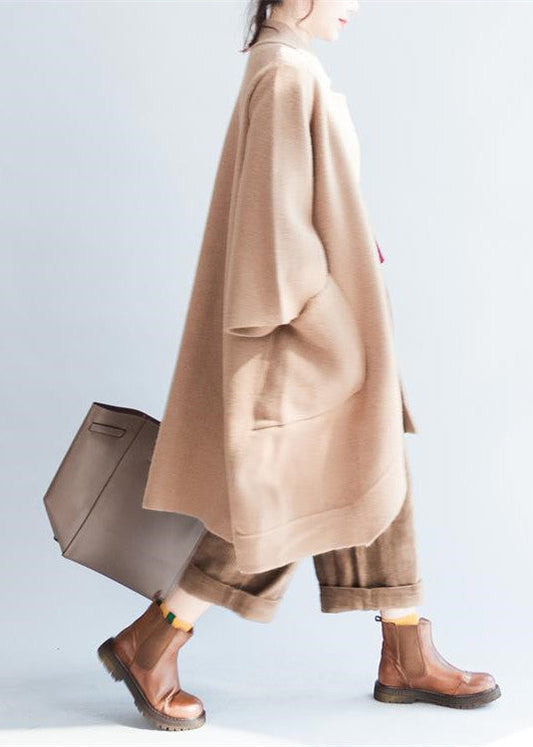 Khakifarbene, übergroße Wollmäntel, lockere Wolljacken, lässige Oberbekleidung