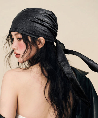 Sombrero Boonie de piel sintética con diseño coreano de chica picante negra