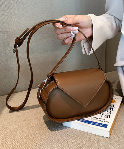 Korean Fashion Coffee Calf Leather Crossbody Bag