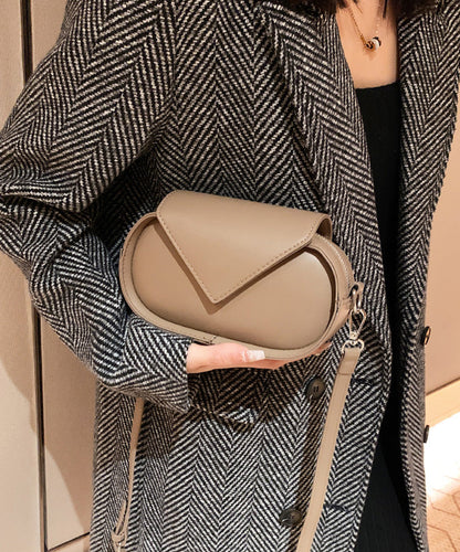 Korean Fashion Coffee Calf Leather Crossbody Bag