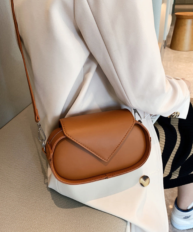 Korean Fashion Coffee Calf Leather Crossbody Bag