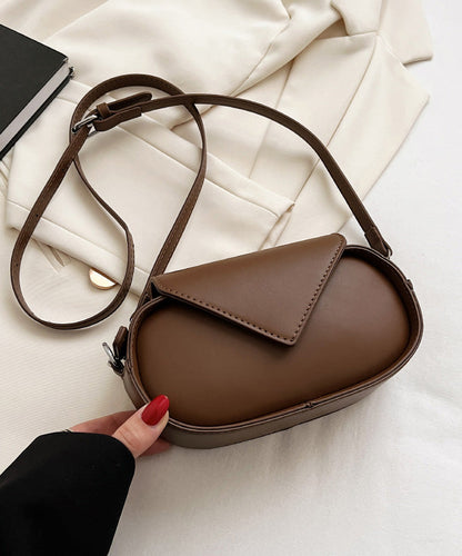 Korean Fashion Coffee Calf Leather Crossbody Bag