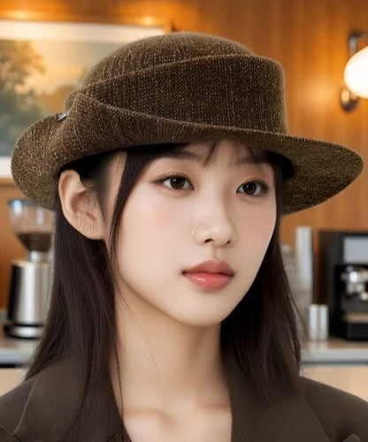 Sombrero cloche versátil de café estilo coreano japonés