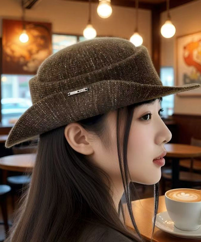 Sombrero cloche versátil de café estilo coreano japonés