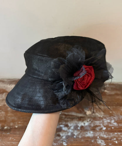 Korean Style Khaki Flower Versatile Faux Suede Painter Hat