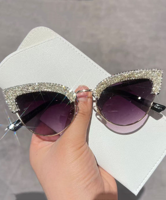 Korean Version Silver Sexy Cat Eye Metal Frame Sunglasses