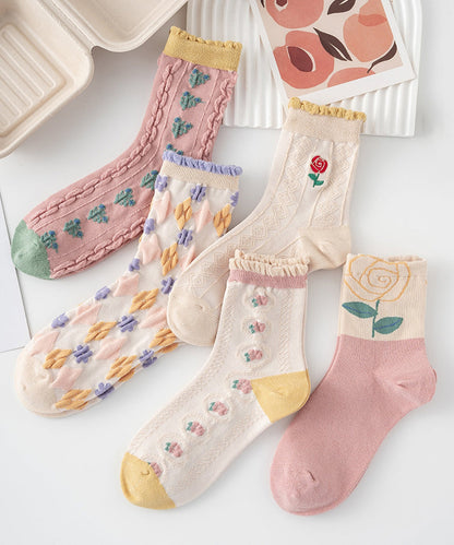 Koreanische Version Vielseitige Rüschen-Jacquard-Baumwollsocken