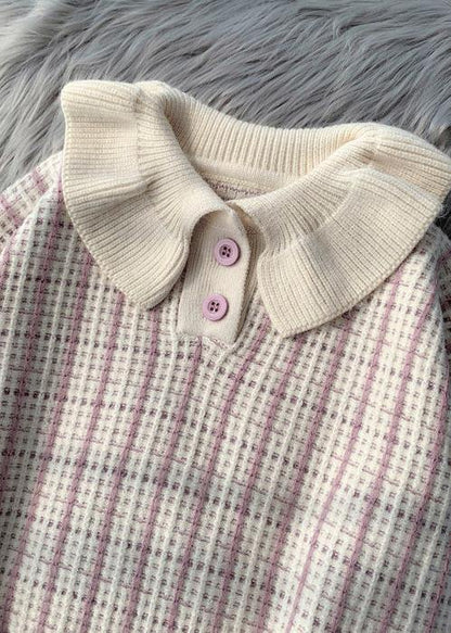 Korean version of short light purple sweater suit loose skirt two-piece suit - SooLinen