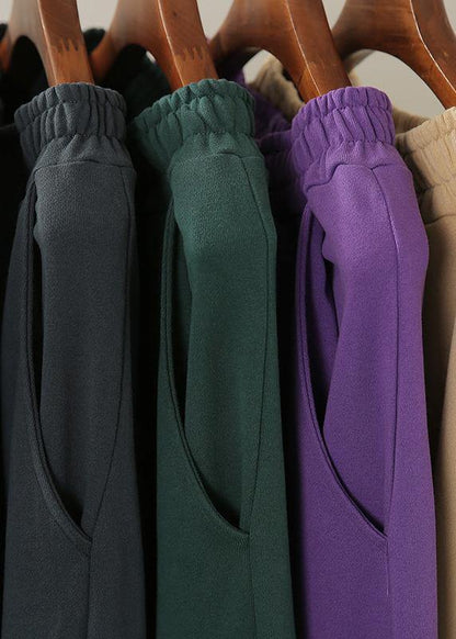 Ladies autumn art black elastic waist pocket casual pants - SooLinen