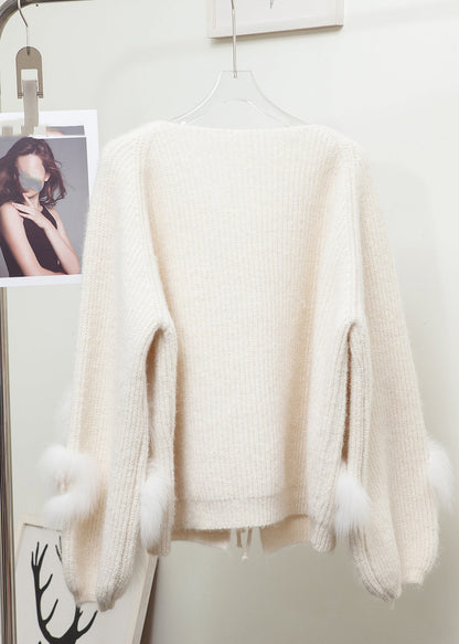 Laternenrote Strickjacke mit V-Ausschnitt, Blumenmuster, Bindegürtel und langen Ärmeln aus Nerzhaar