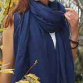 Large size navy scarf women's bib Korean style wild long shawl - SooLinen