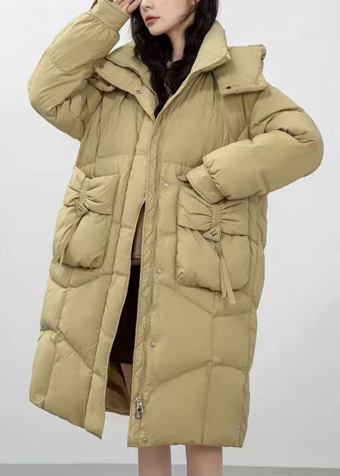 Light Green Duck Down Winter Coats Oversized Wrinkled Winter