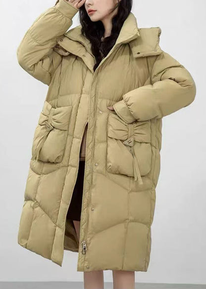 Light Green Duck Down Winter Coats Oversized Wrinkled Winter