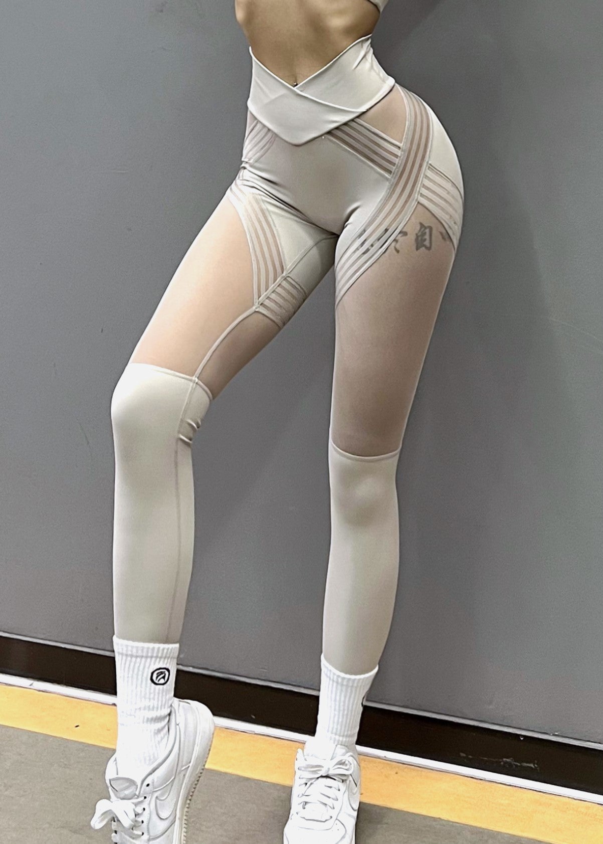 Light Grey High Waist Capri Running Leggings