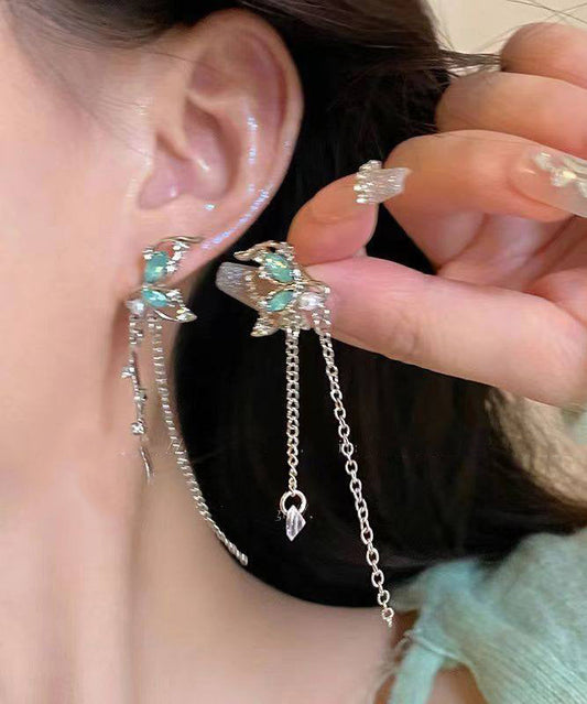 Light Luxury Butterfly Tassel French Earrings