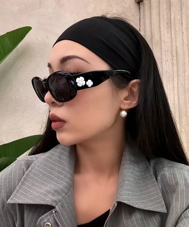 Light Luxury Camellia Oval Frame Sunglasses