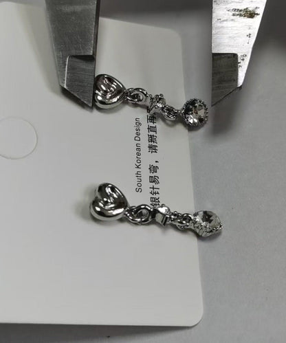Light Luxury Heart-Shaped Rhinestone Stud Earrings