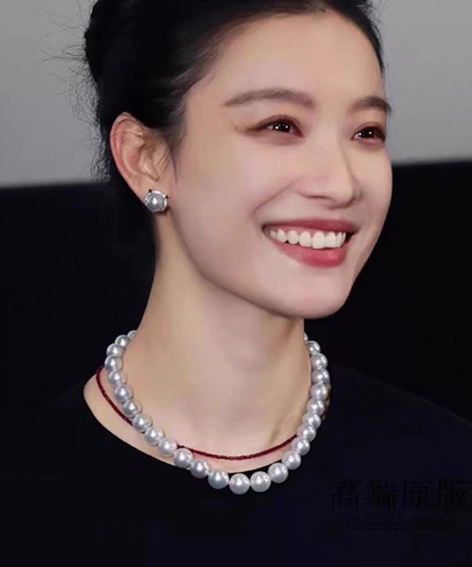 Light Luxury Imitation Natural Seawater Extreme White Pearl Alloy Necklace