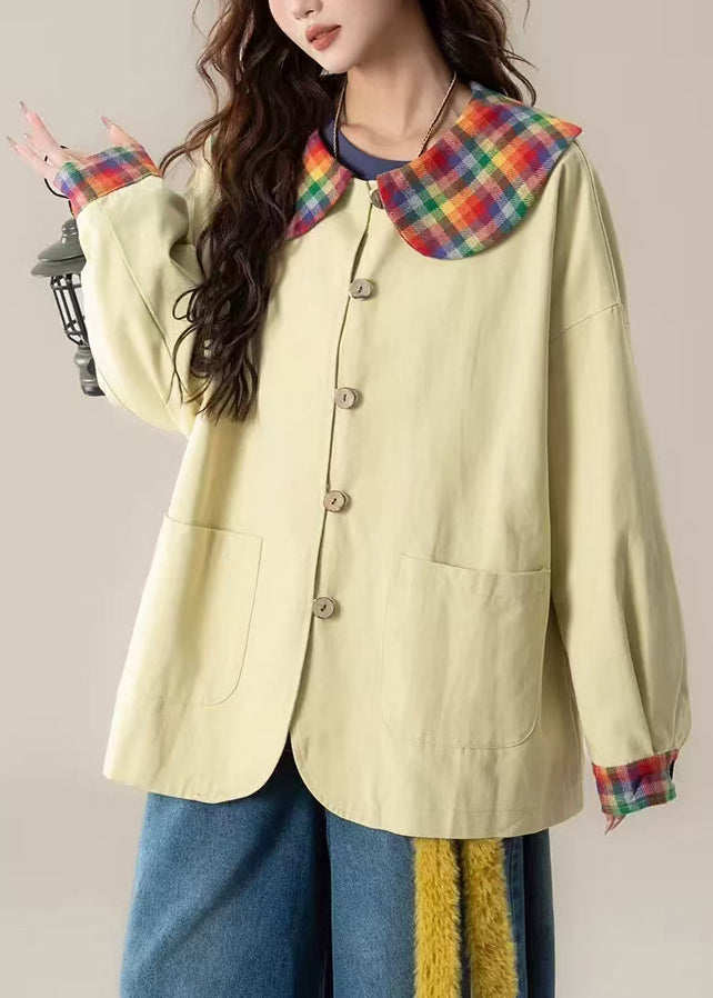 Chaquetas de algodón con patchwork amarillo claro y bolsillos extragrandes para primavera