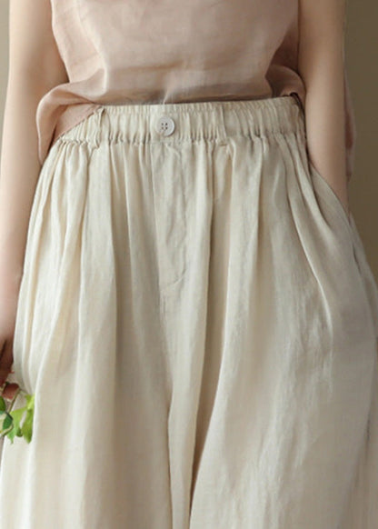 Gemütliche Ramie-Laternenhose mit farbigen Taschen aus Leinen