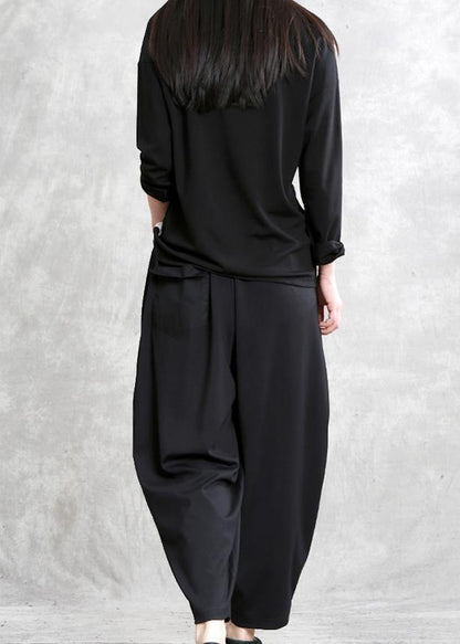 Literary personality wide-leg pants women solid spring loose casual pants - SooLinen