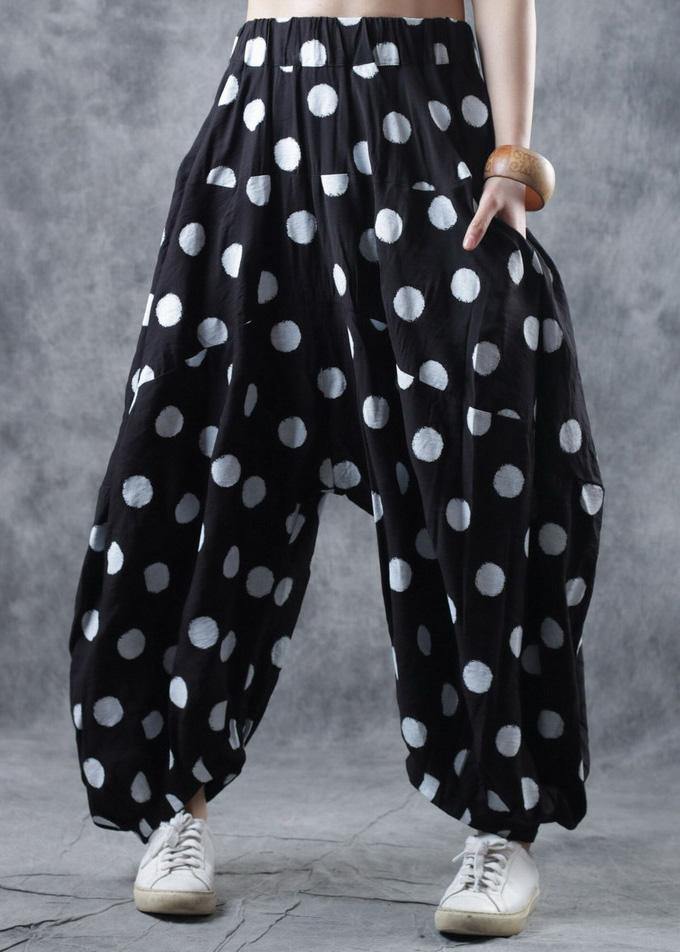 Literary retro elastic waist circle casual pants personality nine pants women - SooLinen