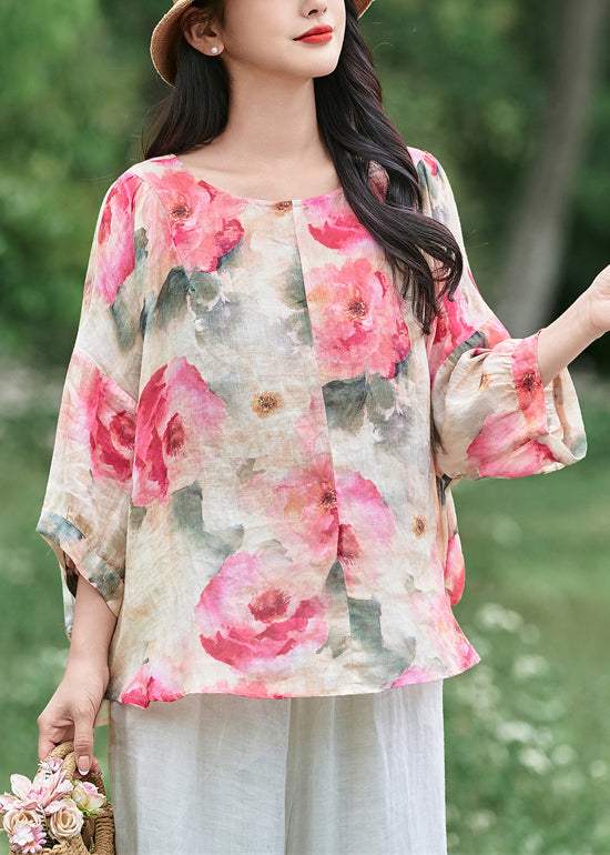 Loose Apricot Ruffled Wear On Both Sides Linen Shirt Fall