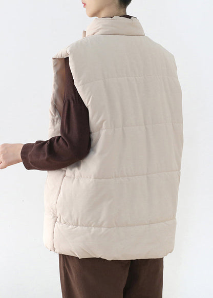 Lose Apricot Stehkragen Reißverschluss Warme Dicke Parka Weste Winter