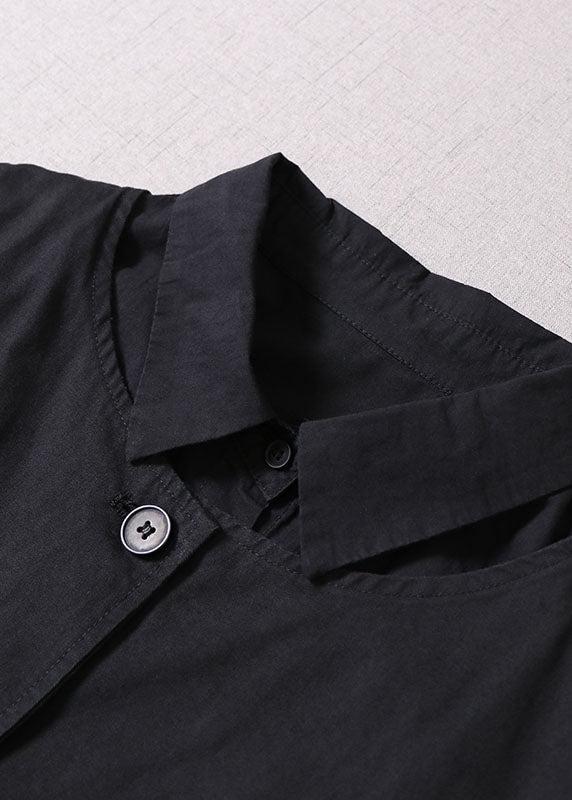 Lose Schwarze Asymmetrische Taschen Baumwolle Zwei Stücke Set kleid + Weste Frühling