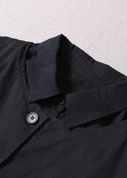 Lose Schwarze Asymmetrische Taschen Baumwolle Zwei Stücke Set kleid + Weste Frühling