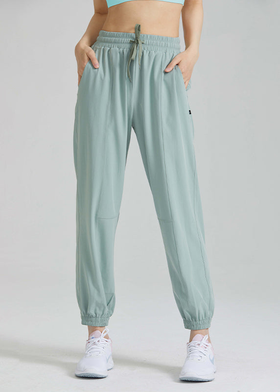 Loose Black Elastic Waist Tie Waist Yoga Lantern Pants