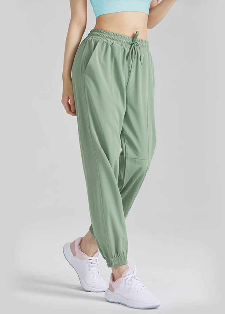 Loose Black Elastic Waist Tie Waist Yoga Lantern Pants