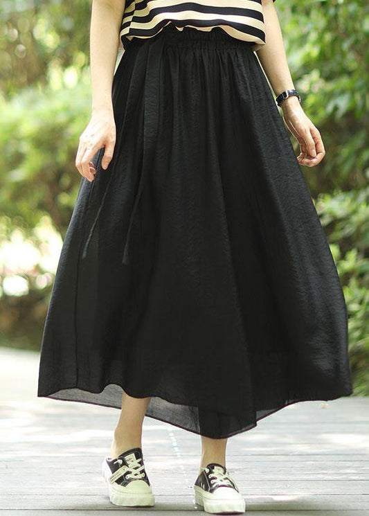 Loose Black High Waist Pockets Summer Wide Leg Pants - SooLinen