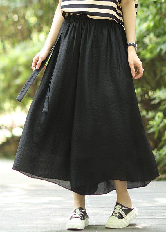 Loose Black High Waist Pockets Summer Wide Leg Pants - SooLinen