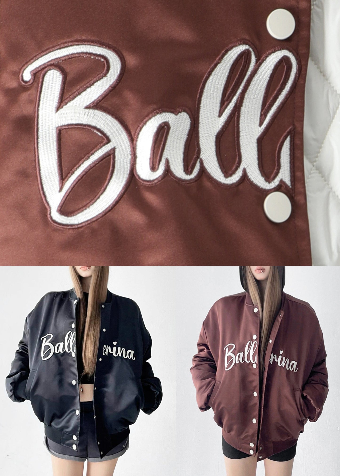 Parkas holgadas de algodón con botones y letras negras para invierno