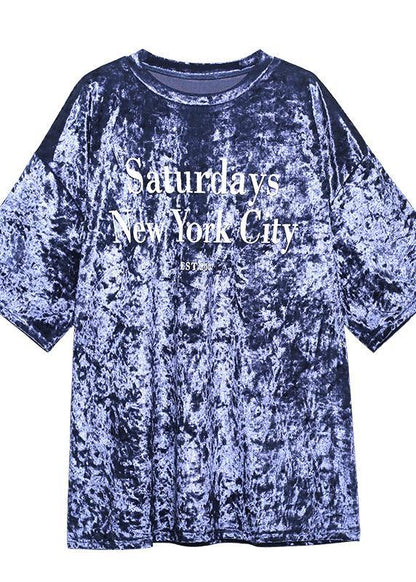 Loose Black Letter Tops Women Blouses O Neck Loose Spring Top - SooLinen