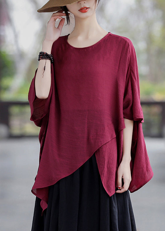 Lose Schwarze O Neck Asymmetrische Baumwolle T Shirt Tops Sommer