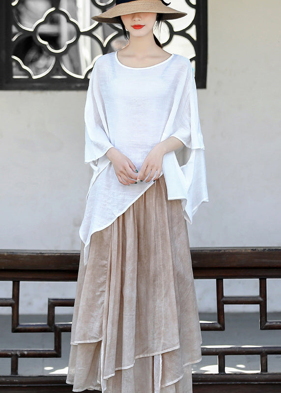 Lose Schwarze O Neck Asymmetrische Baumwolle T Shirt Tops Sommer